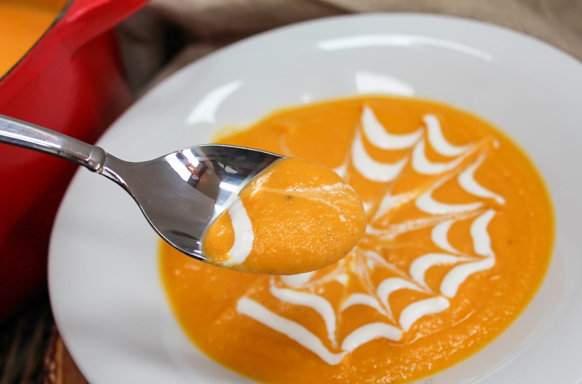 soup scooped with spoon