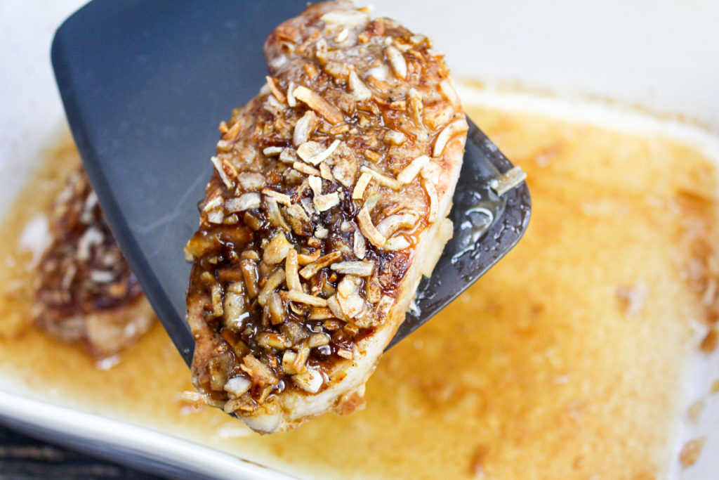 Pork chop in a baking dish