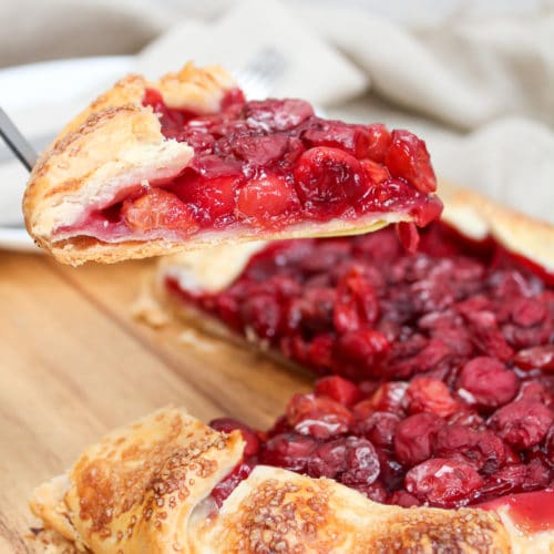 piece of galette cut and lifted to plate