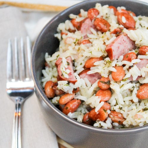 rice and beans in a bowl