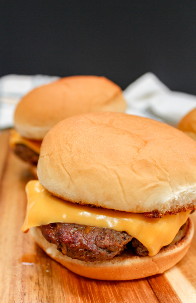 Cheeseburgers on a tray