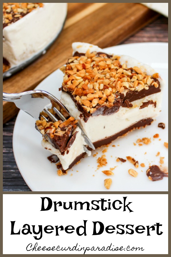 Slice of ice cream cake and Pinterest image