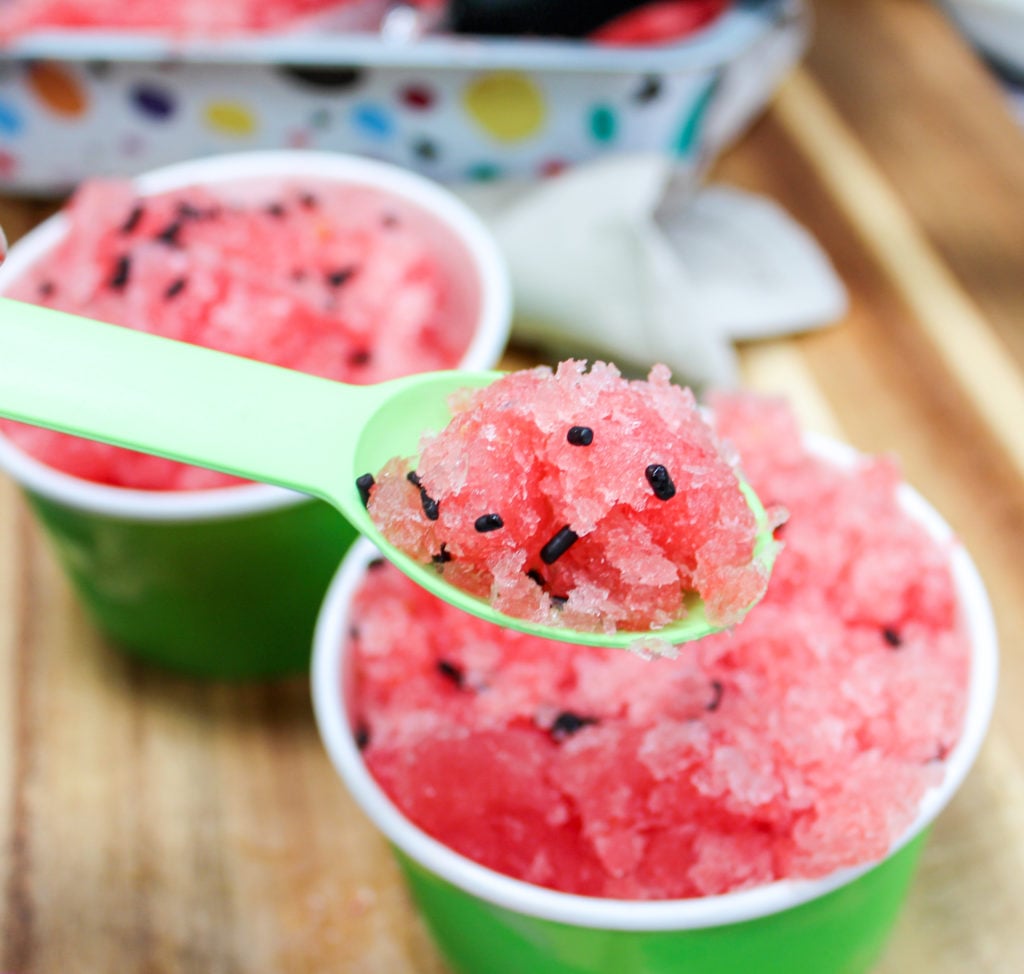 granita in a cup with a spoon