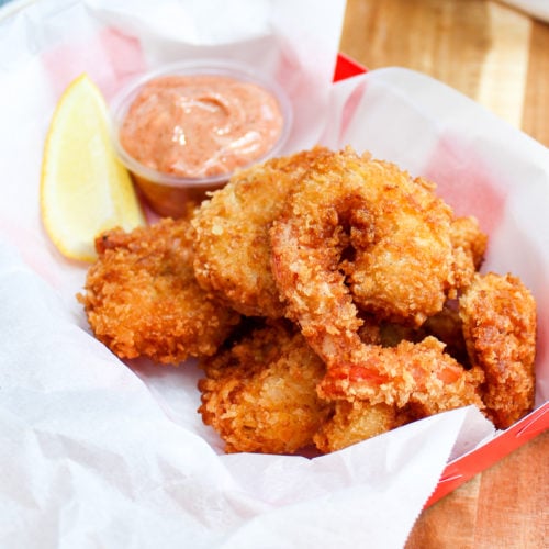 Cajun shrimp in a basket