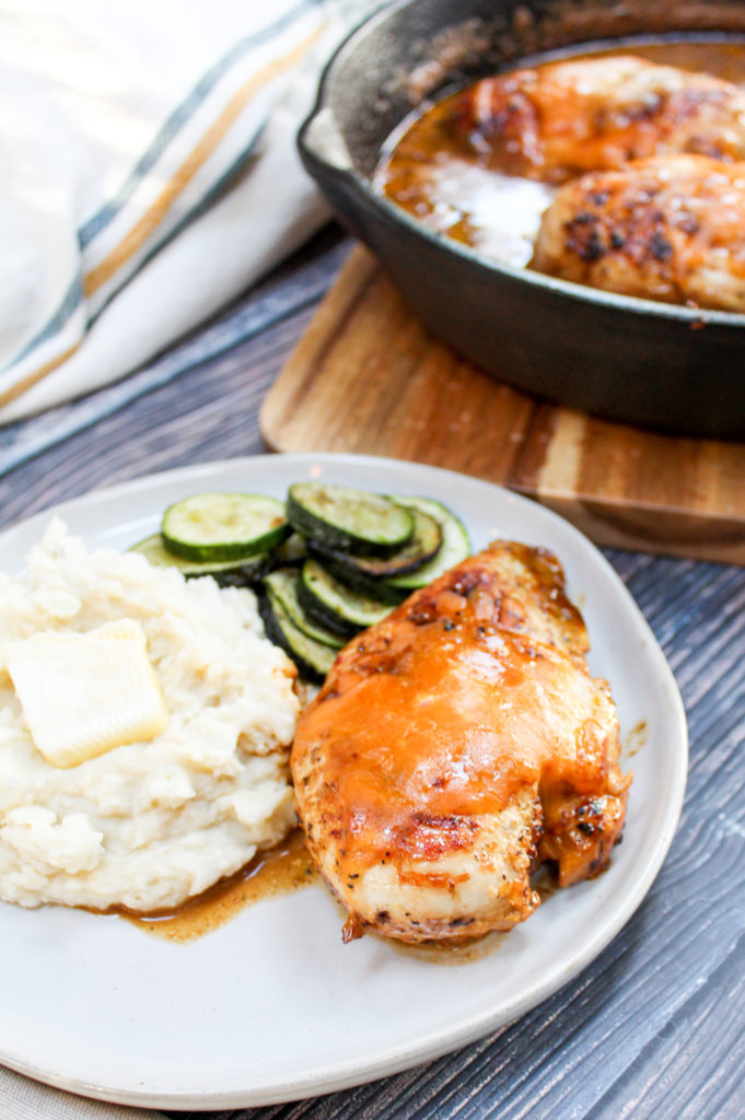 chicken plated and in skillet
