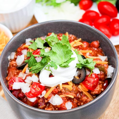 chili in a bowl