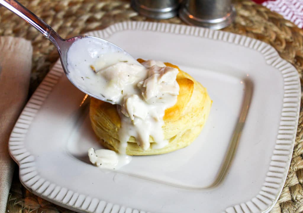 creamed turkey over a biscuit