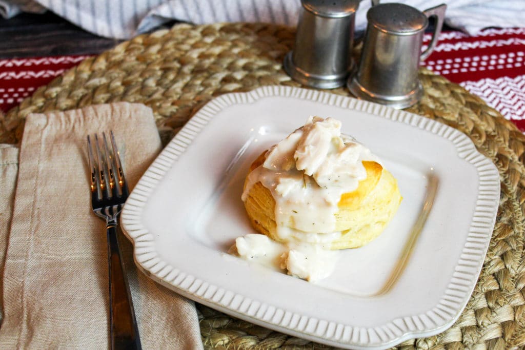 creamed turkey over a biscuit