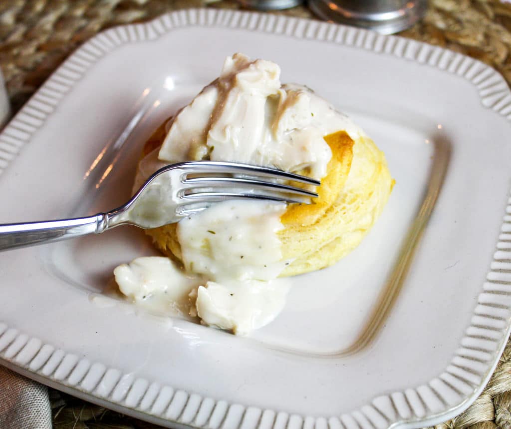 creamed turkey over a biscuit