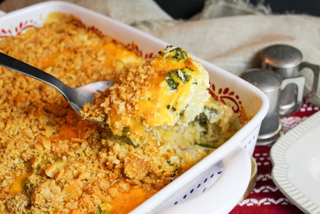 casserole scooped from serving dish