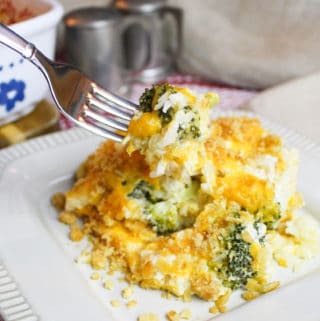 casserole on a plate with a fork