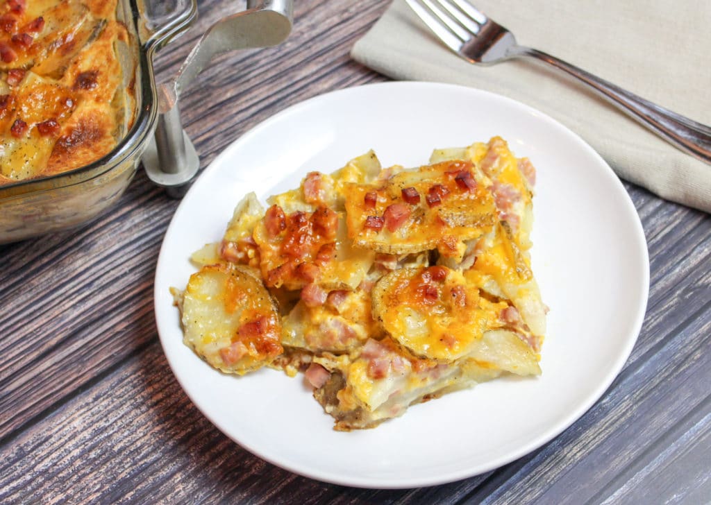 scalloped potatoes on a plate
