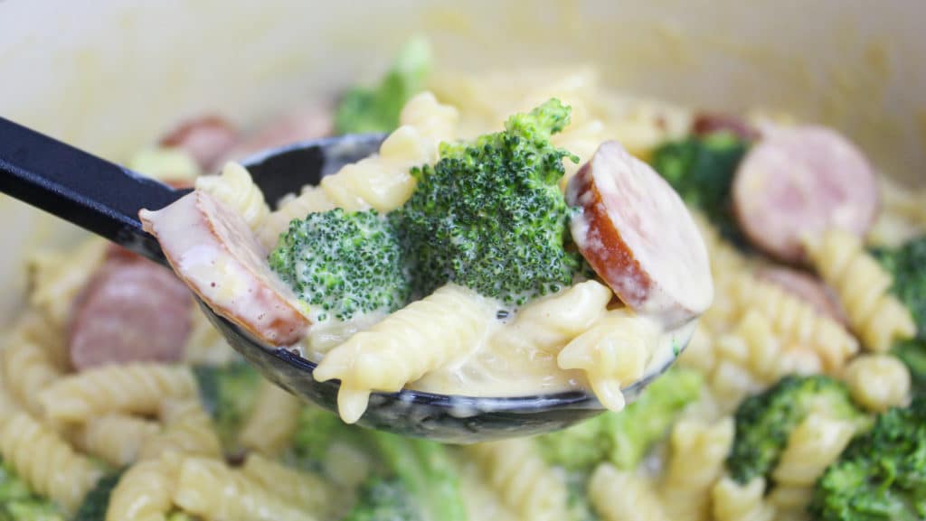 pasta scooped from a bowl
