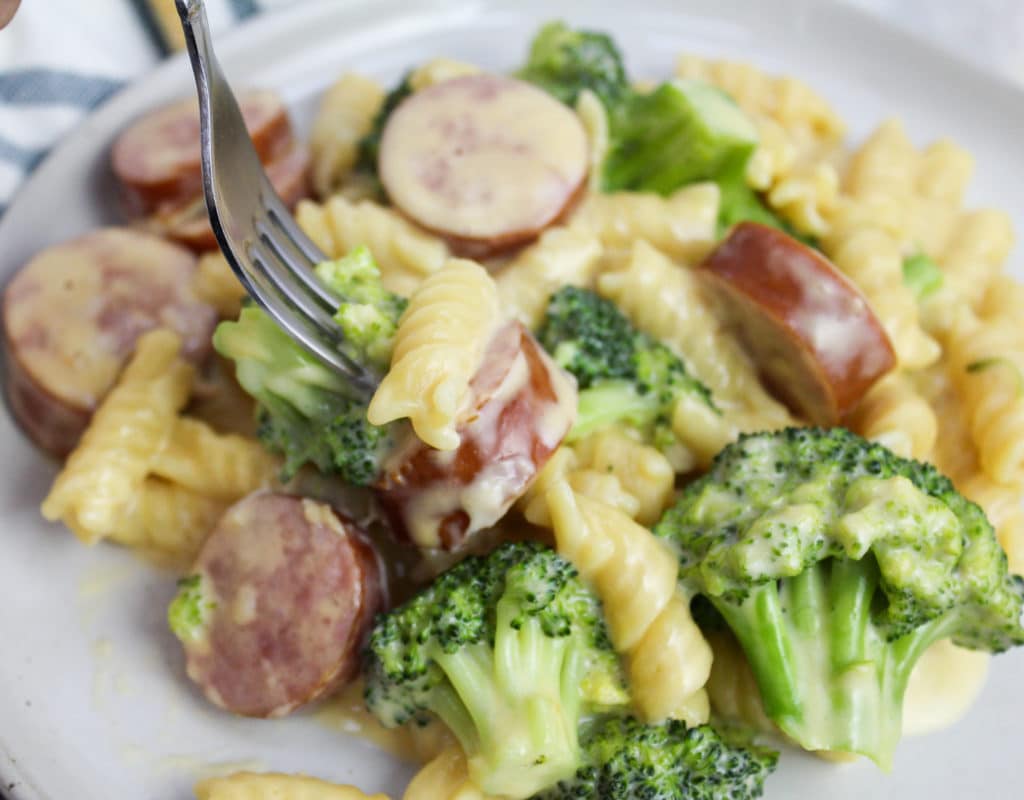 pasta on a plate with a fork