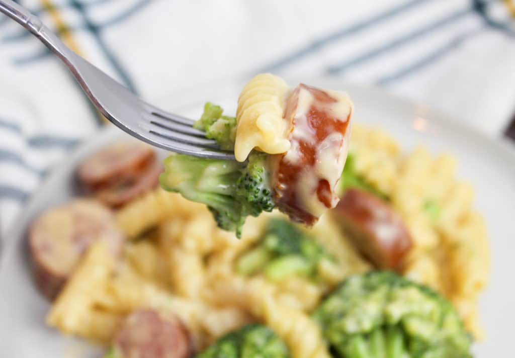 pasta scooped from a bowl with a fork