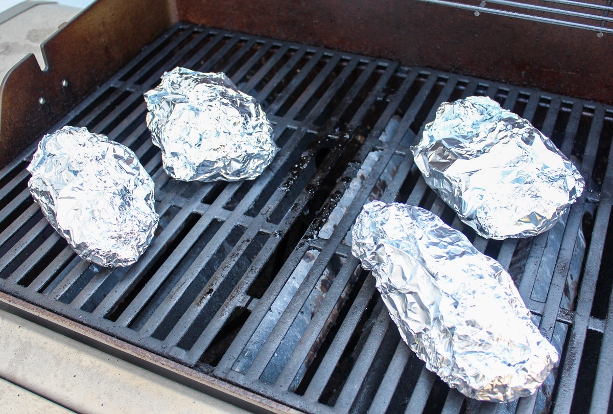 pork foil packets on the grill