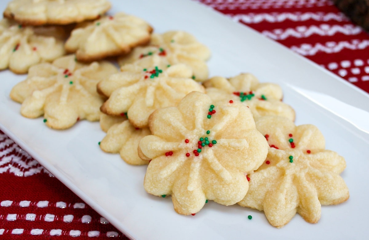 spritz cookies on a plate