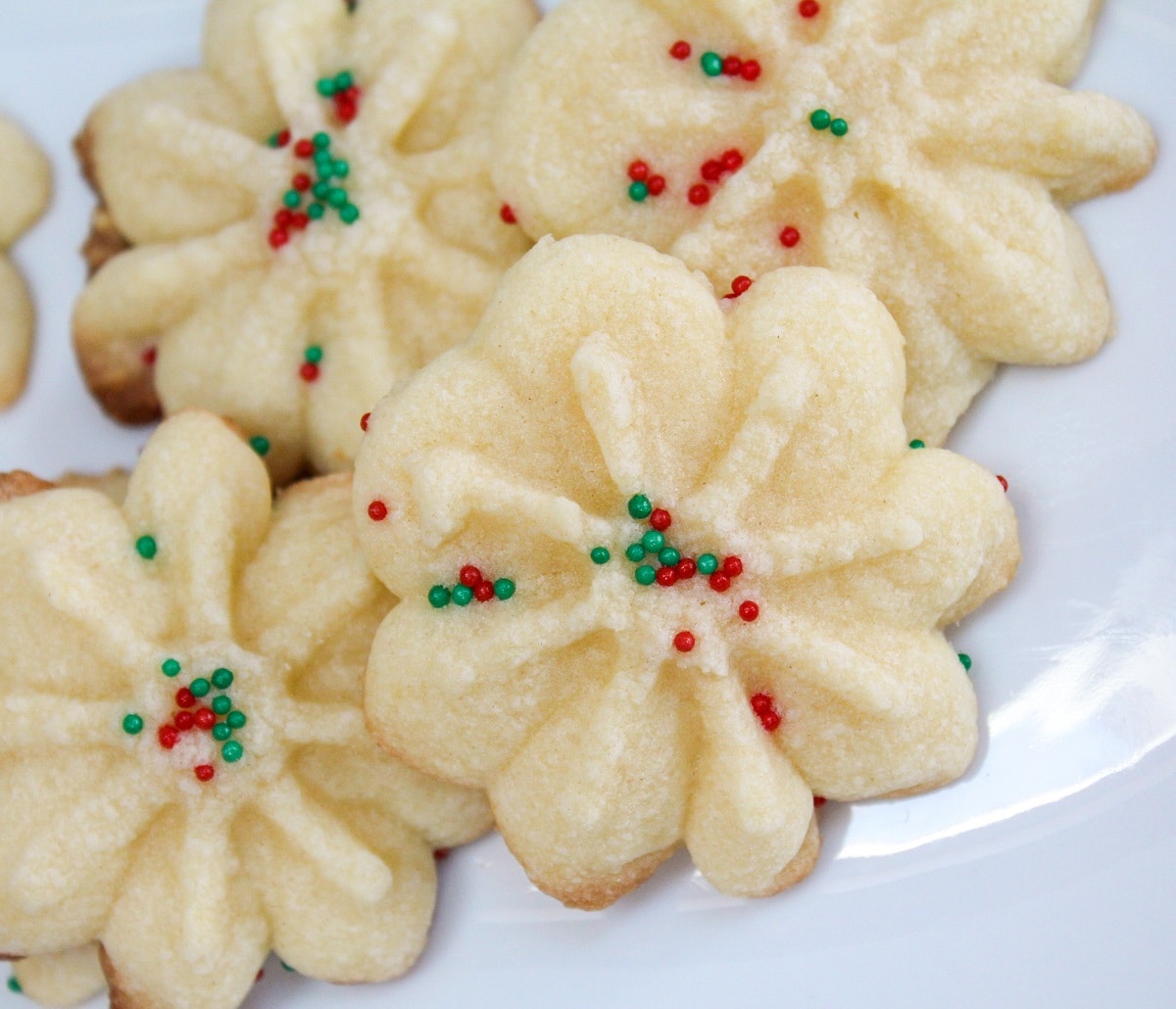 spritz cookies on a plate