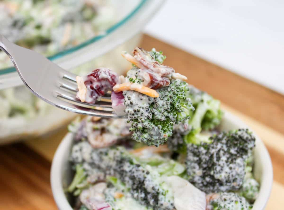 fork with salad on it