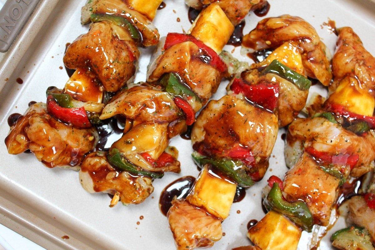 uncooked teriyaki chicken kabobs