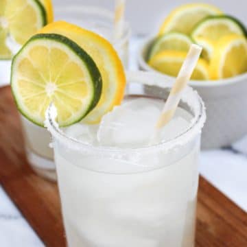 lemonade margaritas on a serving platter